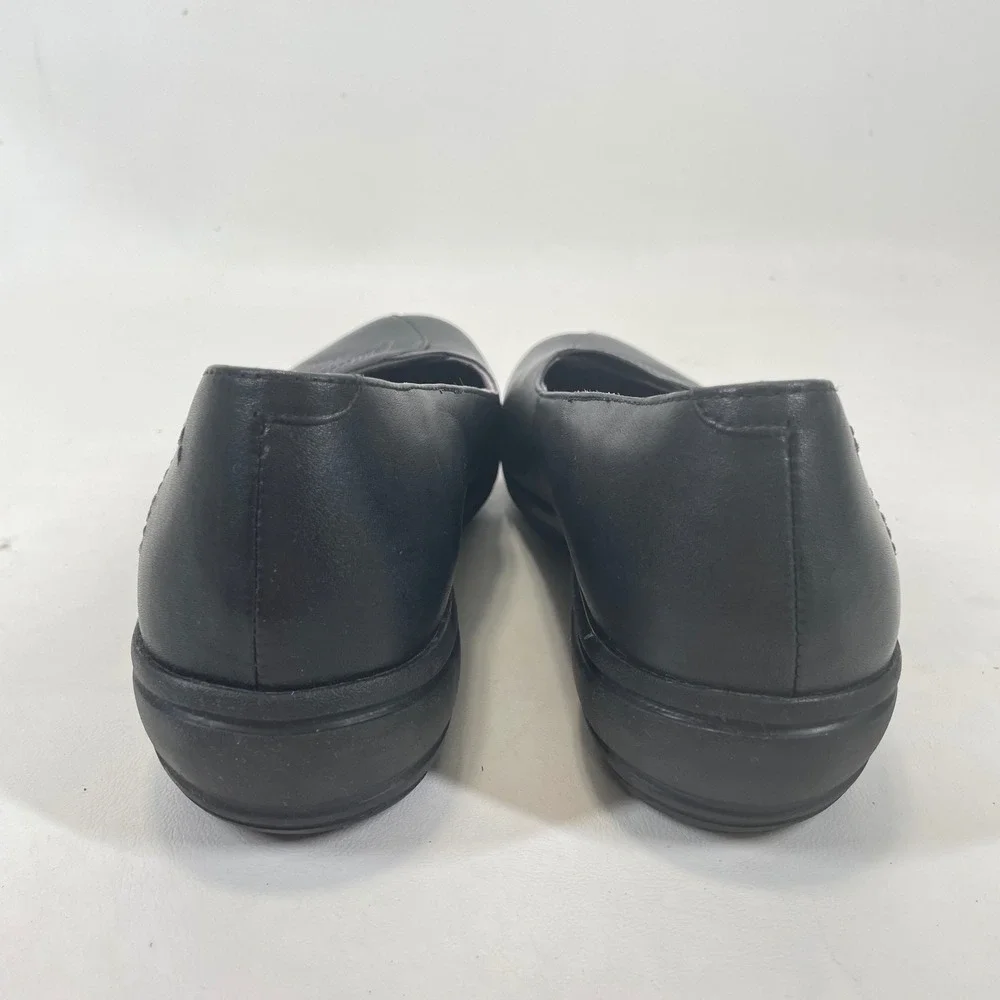 Dansko Black Leather Leaf Embroidered Slip On Flats Shoes Womens 40